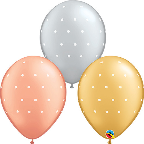 11 inch Polka Dots Metallic Assorted Latex Balloons (25)