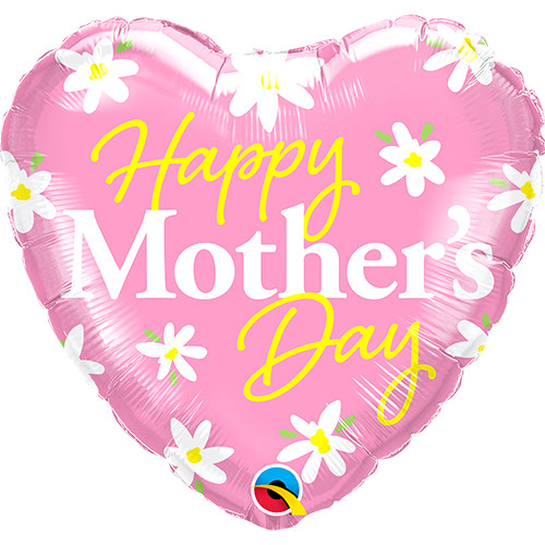 18 inch Mother's Day Daisy Heart Foil Balloon (1)