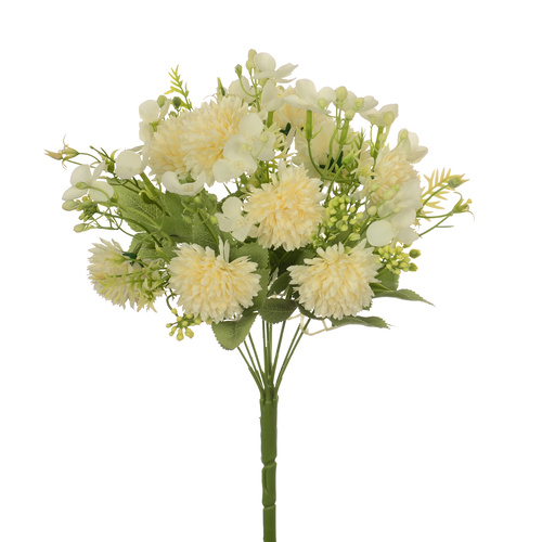 34cm Ivory Chrysanthemum, Hydrangea & Berry Bush (1)