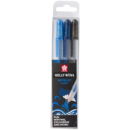 Ocean Metallic Shiny Gelly Roll Pens (3)