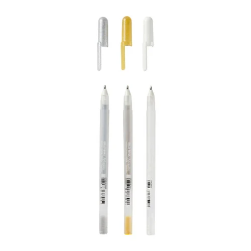 Gold, Silver & White Gelly Roll Pens (3)