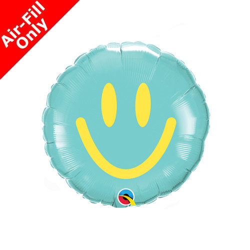 9 inch Yellow & Caribbean Blue Smiles Foil Balloon(1)-UNPACKAGED