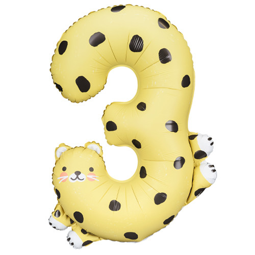 34 inch Cheetah Number 3 Foil Balloon (1)