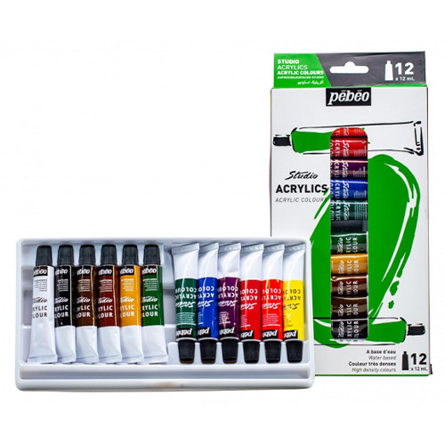 Pebeo Studio Acrylic Paint Assortment - 12ml (12pcs)