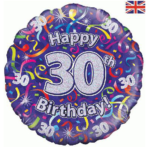 18 inch Birthday Streamers 30th Foil Balloon (1)