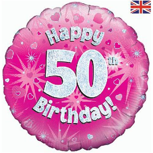 18 inch Happy 50th Birthday Pink Foil Balloon (1)