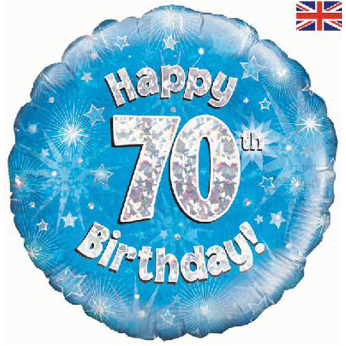 18 inch Happy 70th Birthday Blue Foil Balloon (1)