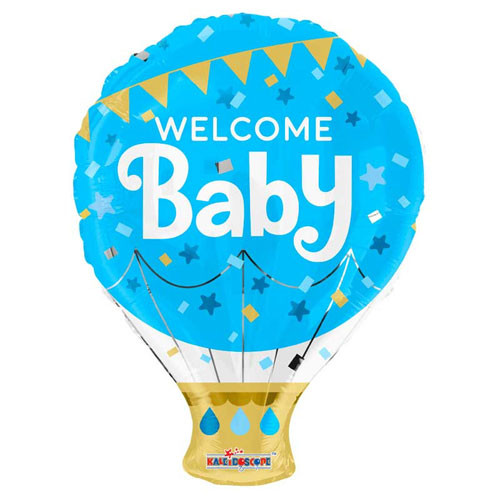 18 inch Welcome Baby Blue Hot Air Balloon Foil Balloon (1)