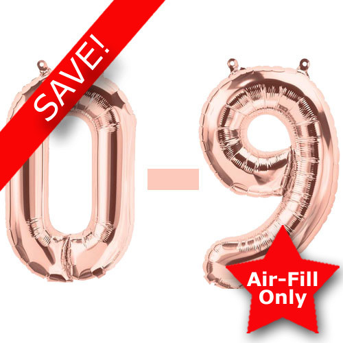 16 inch Rose Gold Numbers Starter Kit - 36 Balloons