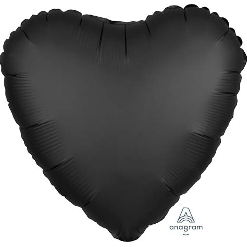 18" Onyx Satin Heart Foil Balloon (1) - UNPACKAGED