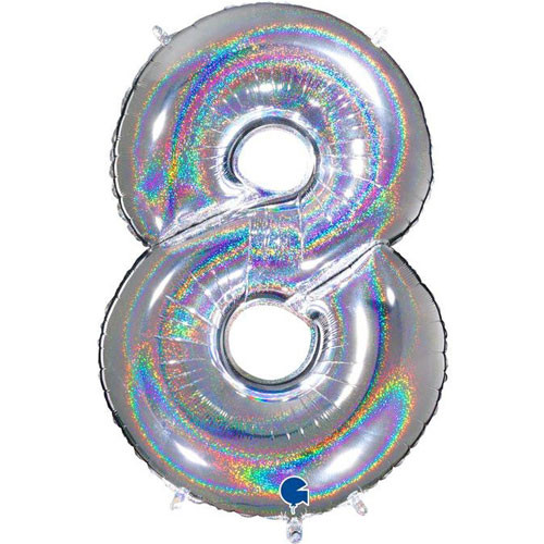 40 inch Holo Glitter Silver Number 8 Foil Balloon (1)