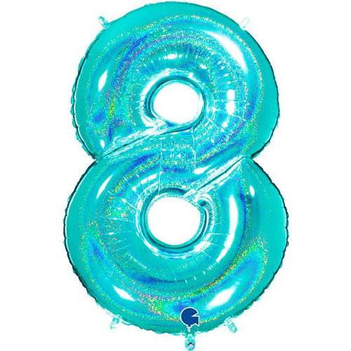 40 inch Holo Glitter Tiffany Blue Number 8 Foil Balloon (1)