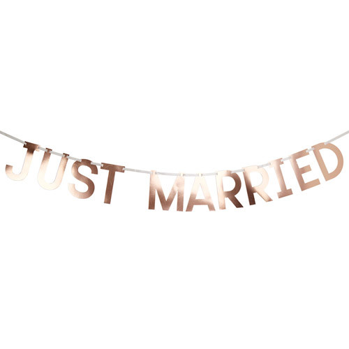 Geo Blush Just Married Rose Gold Letter Paper Banner - 1.5m (1)
