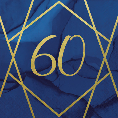 60th Birthday Navy & Gold Foil Stamped Paper Napkins (16)