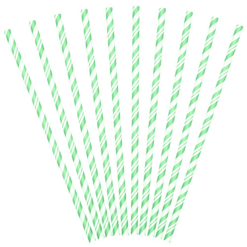 Fresh Mint Striped Eco-Flex Paper Straws (24)