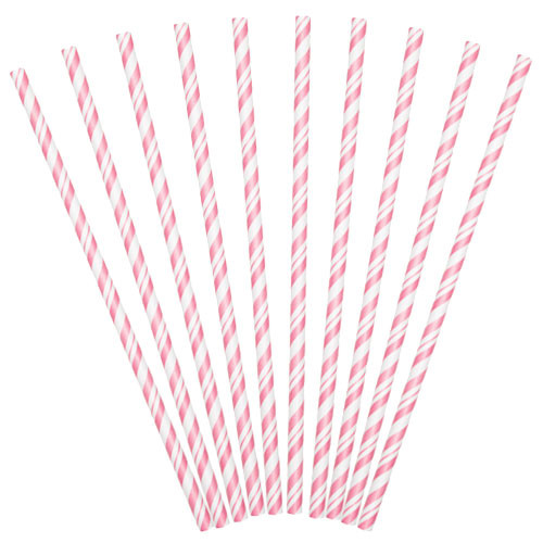 Candy Pink Striped Eco-Flex Paper Straws (24)