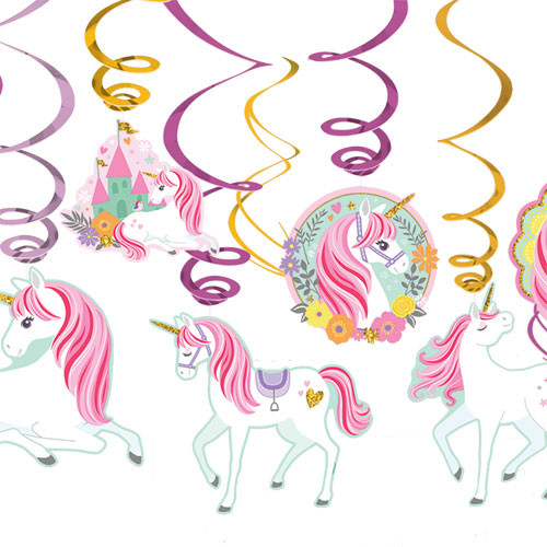 Magical Unicorn Hanging Swirl Decorations (12)