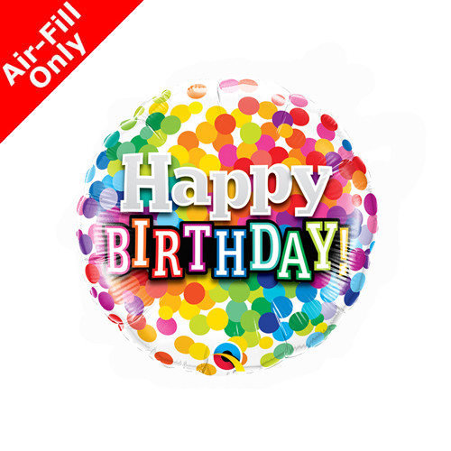 9 inch Birthday Rainbow Confetti Foil Balloon (1) - UNPACKAGED