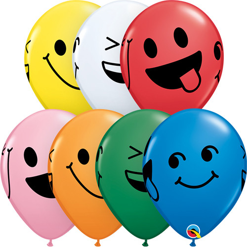 11 inch Smiling Faces Assorted Latex Balloons (25)
