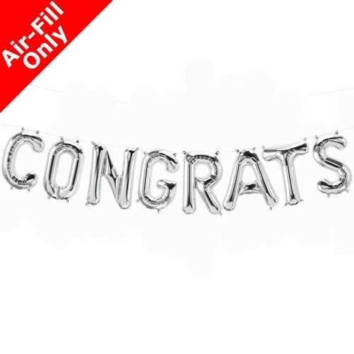 CONGRATS - 16 inch Silver Foil Letter Balloon Kit (1)