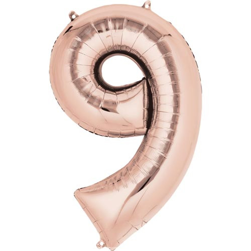 34 inch Anagram Rose Gold Number 9 Foil Balloon (1)