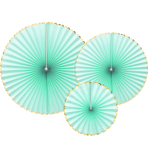 Mint Decorative Paper Fans (3)