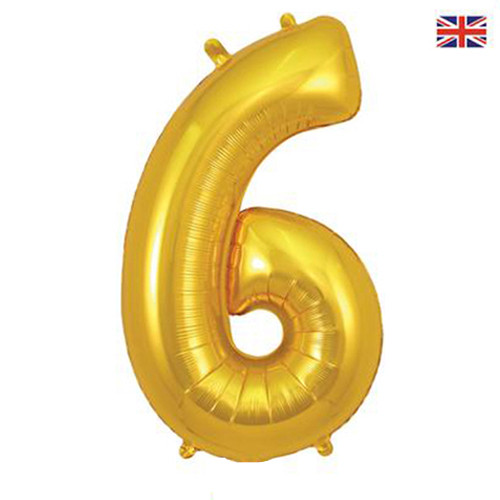 34 inch Oaktree Gold Number 6 Foil Balloon (1)