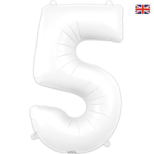 34 inch Matte White Number 5 Foil Balloon (1)