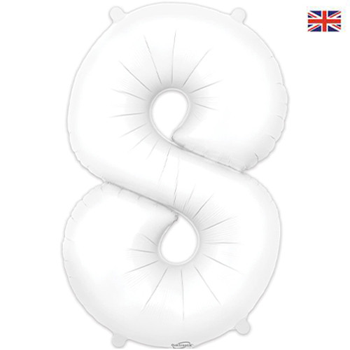 34 inch Matte White Number 8 Foil Balloon (1)