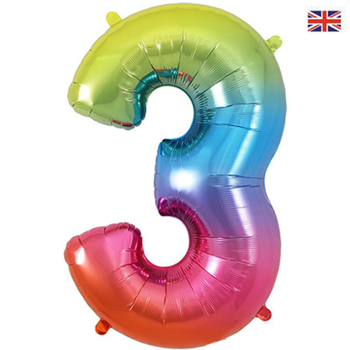 34 inch Rainbow Number 3 Foil Balloon (1)