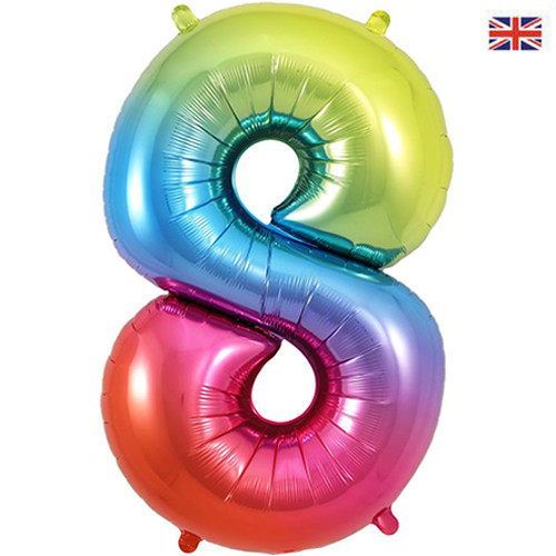 34 inch Rainbow Number 8 Foil Balloon (1)