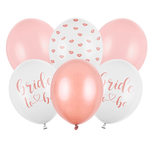 12 inch Pink & White Bride To Be Latex Balloons (6)