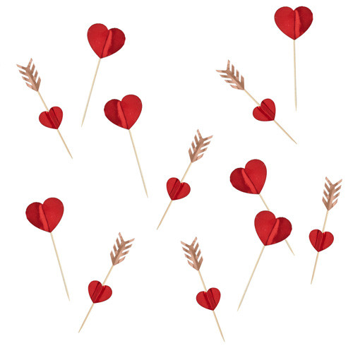 Red Heart Arrow Cake Toppers (12)