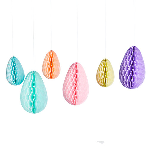 Pastel Egg Hanging Honeycomb Decorations (6)