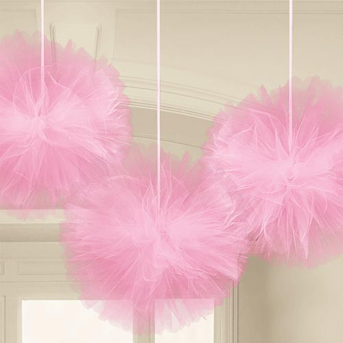 Pink Tulle Fluffy Decorative Balls (3)