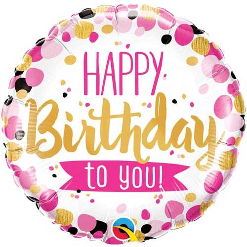 18 inch Happy Birthday To You! Pink & Gold Foil Balloon (1)