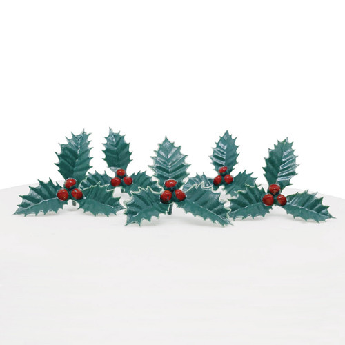 Holly & Berries Plastic Cake Topper Picks (5)