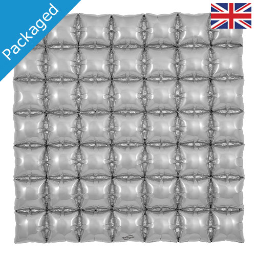 36" Silver Waffle Square Foil Balloon (1) - PACKAGED