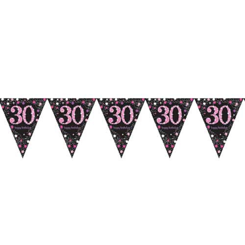 Black & Pink Sparkling 30th Birthday Bunting - 4m (1)