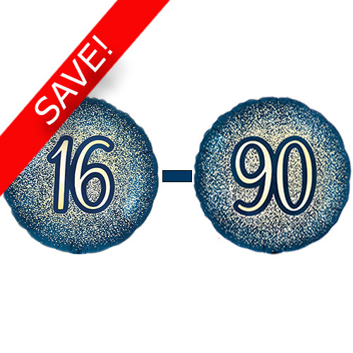 18 inch Navy & Gold Glitter Ages Foil Back (50 Balloons)