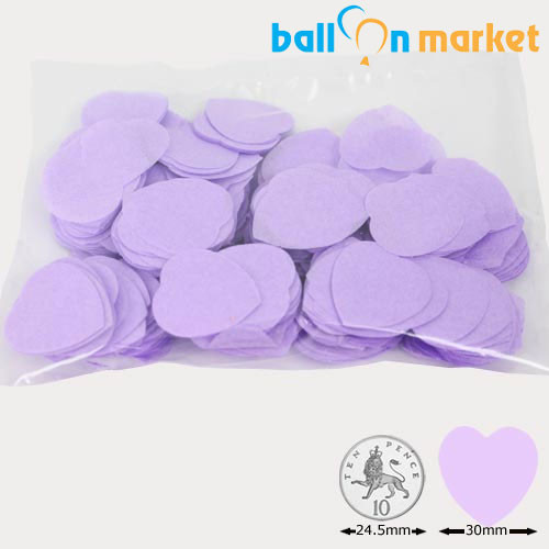 30mm Lilac Heart Tissue Paper Confetti (50g)