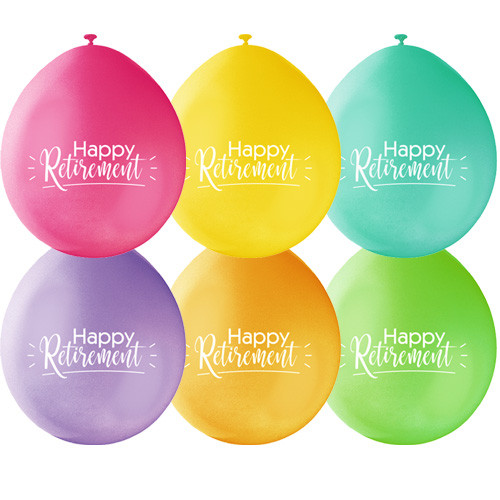 9 inch Happy Retirement Neck Up Assortment Latex Balloons (10)