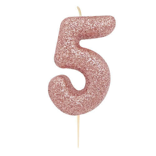 Age Five Rose Gold Glitter Candle (1)