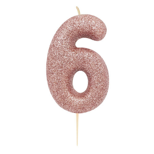 Age Six Rose Gold Glitter Candle (1)