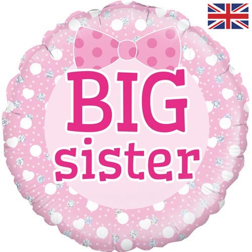 18 inch Big Sister Pink Holographic Foil Balloon (1)
