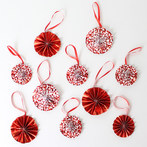 Red Dot Paper Fan Decorations (10)