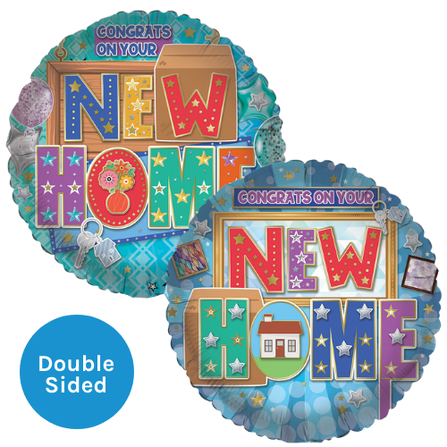 An 18 inch New Home Congrats Foil Balloon, manufactured by Sensations. An 18 inch New Home Congrats Foil Balloon, manufactured by Sensations.