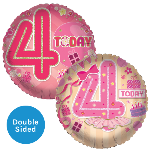 An 18 inch Ballerina Age 4 Foil Balloon, manufactured by Sensations. An 18 inch Ballerina Age 4 Foil Balloon, manufactured by Sensations.