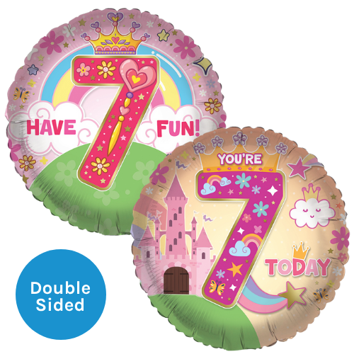 An 18 inch Fairytale Age 7 Foil Balloon, manufactured by Sensations.