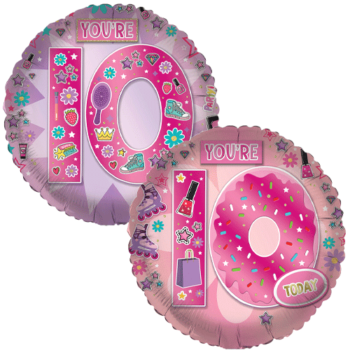 18 inch Girly Stickers Age 10 Foil Balloon (1)